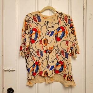 Half sleeve blouse with lifesaver print